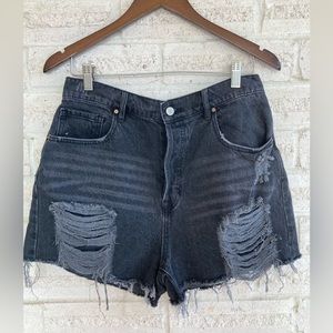 Pacsun size 30, High Rise Icon Shorts, black denim, distressed, ripped, GUC
